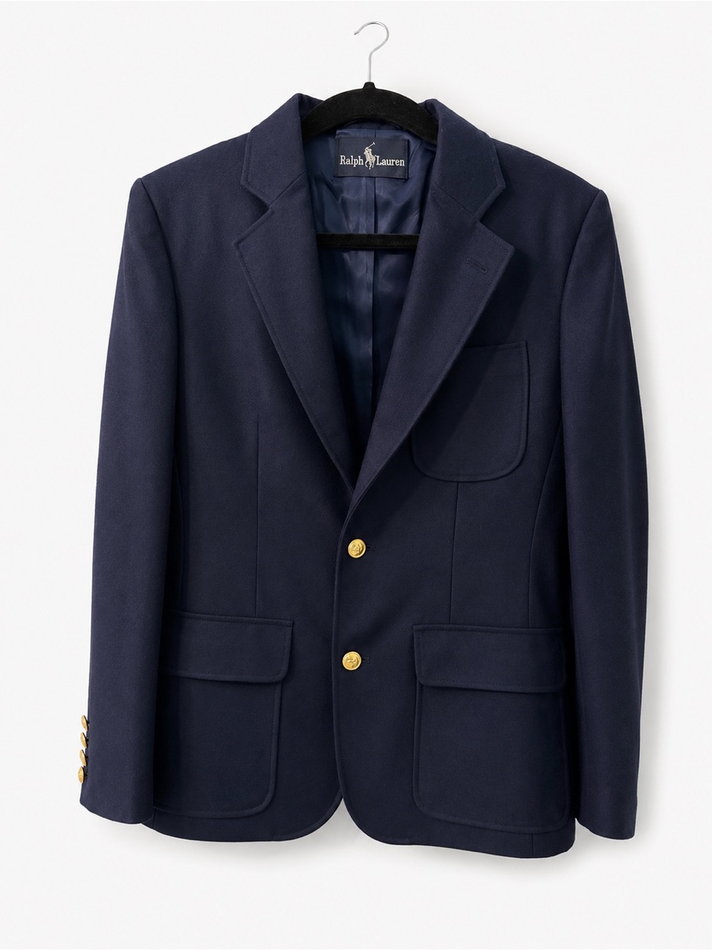 Ralph Lauren vintage women’s Navy blue 100% Wool Blazer gold buttons size 8
